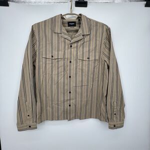 The Kooples Mens Pocket Stripe Shirt L Hawaiian Collar Long Sleeve Button Down